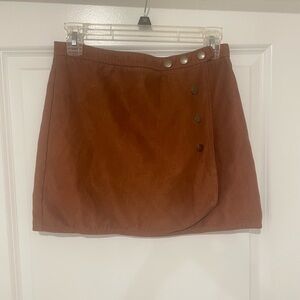 La Hearts Rust Mini Skirt with Button Accents